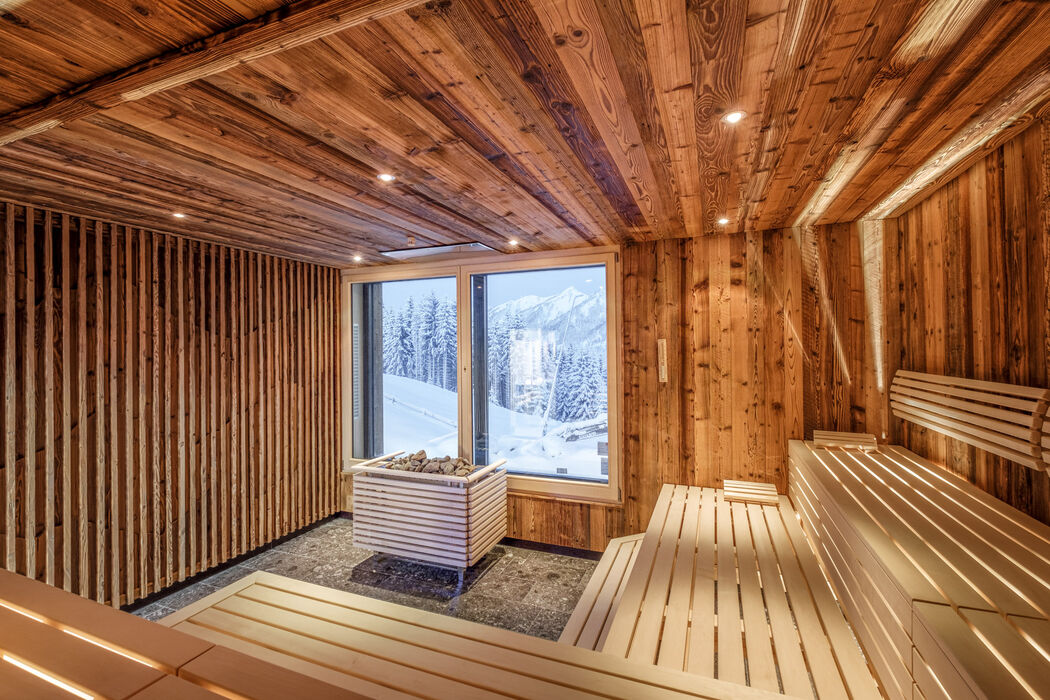 Sauna im Wellnessbereich vom Kinderhotel Allgäuer Berghof